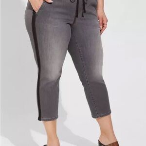 Torrid Gray Crop Jeans with Black Side Stripe Size 2